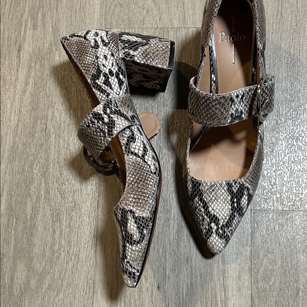 Paolo Women's Snakeskin Heels - Black and Gold - Picture 5 of 9